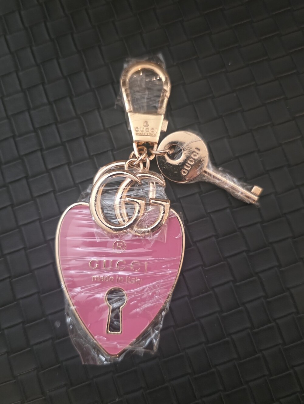 Pink and Gold Heart Keyring